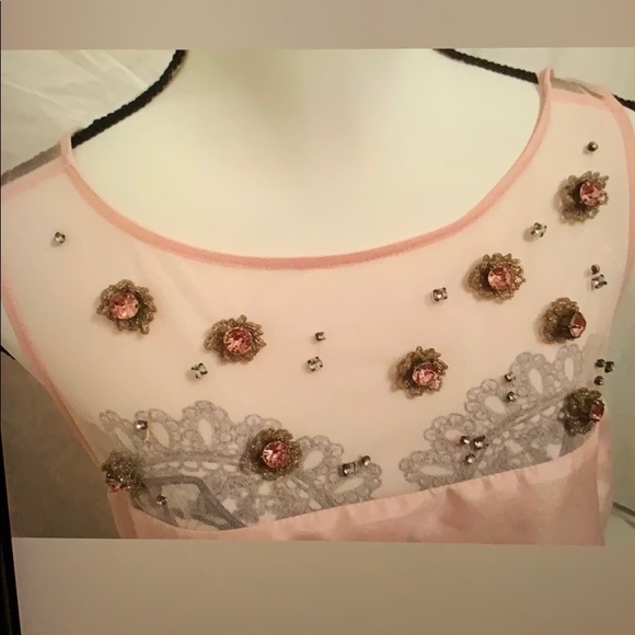 Size 12 Pink Rhinestone Mesh Neck Prom Party Dress - Picture 8 of 8